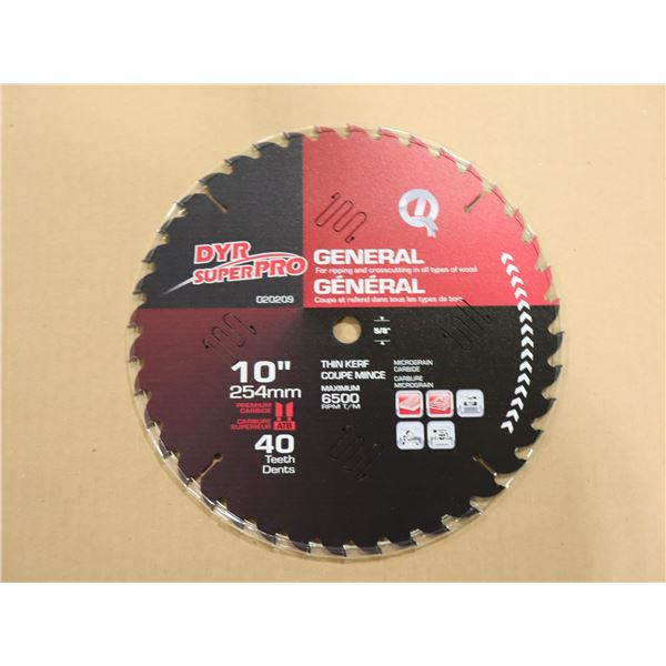 LAMES DE SCIE DE DÉFINITION EN CARBURE 10" 40 TEETH 5/8"BORE