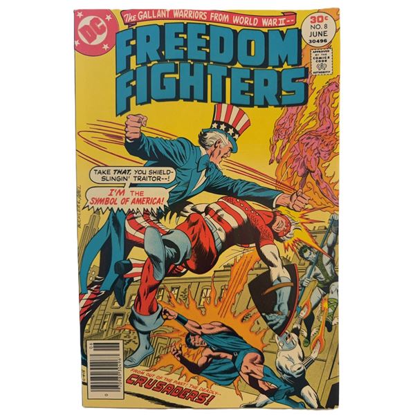 Freedom Fighters #8 (June 1977, DC Comics) – Uncle Sam vs. Shield-Slinging Crusader!