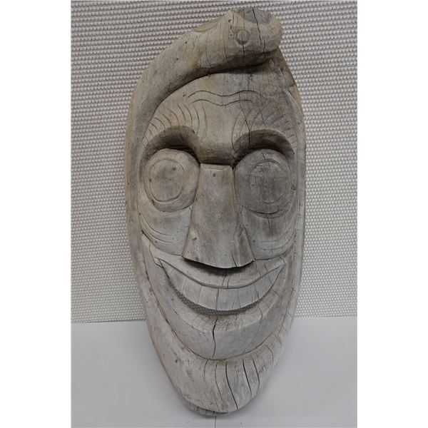 Carved Wooden Smiling Mask 10" x 27"