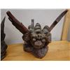 Image 2 : Qty 2 Carved Wooden Sculptures: Winged Lion & Mythological Figure w/ a Fish Tail, Misc Size