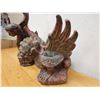 Image 4 : Qty 2 Carved Wooden Sculptures: Winged Lion & Mythological Figure w/ a Fish Tail, Misc Size