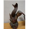 Image 6 : Qty 2 Carved Wooden Sculptures: Winged Lion & Mythological Figure w/ a Fish Tail, Misc Size