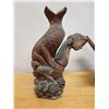 Image 8 : Qty 2 Carved Wooden Sculptures: Winged Lion & Mythological Figure w/ a Fish Tail, Misc Size