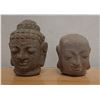 Image 1 : Qty 2 Carved Wooden Buddha Heads, Misc Sizes