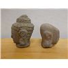 Image 2 : Qty 2 Carved Wooden Buddha Heads, Misc Sizes