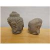 Image 3 : Qty 2 Carved Wooden Buddha Heads, Misc Sizes