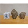 Image 4 : Qty 2 Carved Wooden Buddha Heads, Misc Sizes