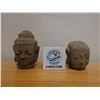 Image 5 : Qty 2 Carved Wooden Buddha Heads, Misc Sizes