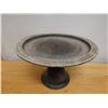 Image 2 : Vintage  Turned Wood Round Pedestal Offering Tray (cracked) 18" Dia, 11"H