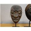 Image 2 : Qty 3 Carved Theater Masks on Metal Stands, Misc Sizes