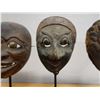 Image 3 : Qty 3 Carved Theater Masks on Metal Stands, Misc Sizes