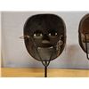 Image 8 : Qty 3 Carved Theater Masks on Metal Stands, Misc Sizes