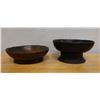 Image 1 : Qty 2 Carved Wooden Footed Bowls, Misc Sizes