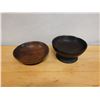 Image 2 : Qty 2 Carved Wooden Footed Bowls, Misc Sizes