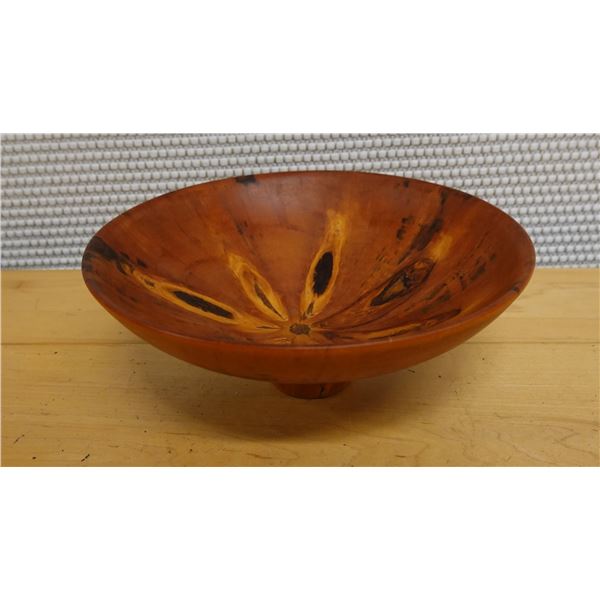 Wooden Footed Bowl w/ Natural Spalting Branch Marks 7.5" Dia, 3" H