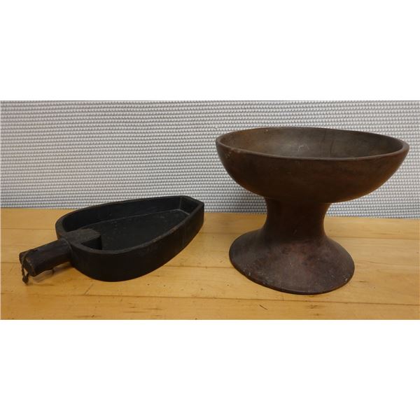 Vintage Flat Iron & Footed Bowl (cracked), Misc Sizes