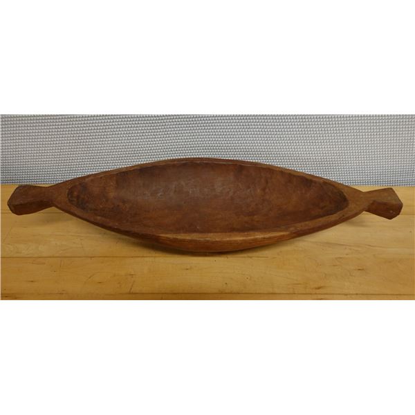 Carved Wooden Feasting Ceremonial Bowl w/ Handles 8" x 25" x 4.5" H