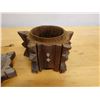 Image 5 : Carved Wooden Spice Box w/ Lid 7" Dia, 5"H