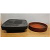 Image 1 : Qty 2 Serving Trays: Round & 2-Part Footed Square Dish, Misc Sizes