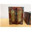 Image 2 : Qty 2 Wooden Hinged Jewelry Boxes w/ Interior Drawers, Misc Sizes
