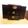 Image 4 : Qty 2 Wooden Hinged Jewelry Boxes w/ Interior Drawers, Misc Sizes