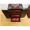 Image 5 : Qty 2 Wooden Hinged Jewelry Boxes w/ Interior Drawers, Misc Sizes