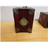 Image 6 : Qty 2 Wooden Hinged Jewelry Boxes w/ Interior Drawers, Misc Sizes