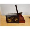 Image 5 : Qty 2 Wooden Hinged Jewelry Boxes w/ Interior Drawers, Misc Sizes