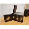 Image 7 : Qty 2 Wooden Hinged Jewelry Boxes w/ Interior Drawers, Misc Sizes