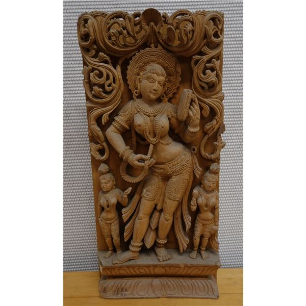 Carved Asian Dancing Nymph Wall Hanging 9" x 20"
