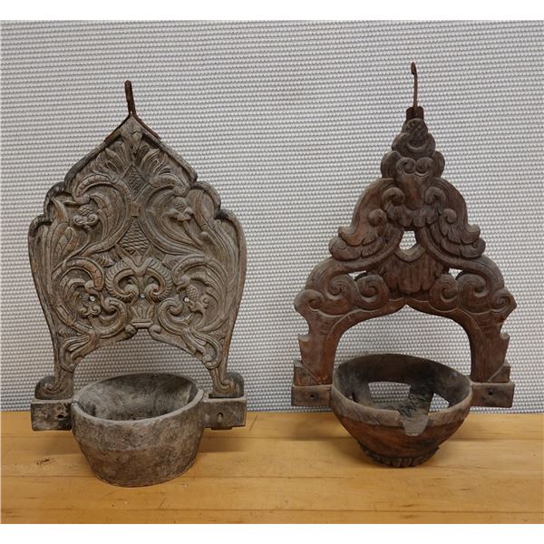 Qty 2 Carved Hanging Lanterns, Misc Sizes