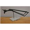 Image 1 : Metal Bird Sculpture on Stone Base Signed by Artist 23" x 9" H