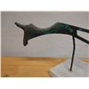 Image 2 : Metal Bird Sculpture on Stone Base Signed by Artist 23" x 9" H