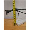 Image 8 : Metal Bird Sculpture on Stone Base Signed by Artist 23" x 9" H