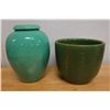 Image 1 : Qty 2 Glazed Ceramic Vessels: Pot & Vase, Misc Sizes