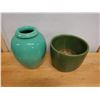 Image 2 : Qty 2 Glazed Ceramic Vessels: Pot & Vase, Misc Sizes