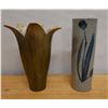Image 1 : Qty 2 Ceramic Vases w/ Floral Motif, Misc Styles & Sizes