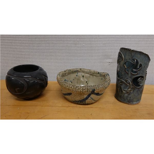 Qty 3 Glazed Ceramic Vessels, Misc Styles & Sizes