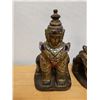 Image 2 : Qty 2 Carved Mythical Half-Human, Half-Lion Creature Figures Approx. 8" x 13" H