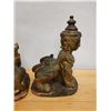 Image 5 : Qty 2 Carved Mythical Half-Human, Half-Lion Creature Figures Approx. 8" x 13" H