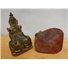 Image 7 : Qty 2 Carved Mythical Half-Human, Half-Lion Creature Figures Approx. 8" x 13" H