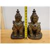 Image 9 : Qty 2 Carved Mythical Half-Human, Half-Lion Creature Figures Approx. 8" x 13" H