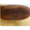 Image 11 : Qty 3 Carved Figures:  Wooden Duck Signed Holden '90, White Head on Base & Small Idol, Misc Sizes