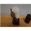 Image 2 : Qty 3 Carved Figures:  Wooden Duck Signed Holden '90, White Head on Base & Small Idol, Misc Sizes