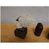 Image 3 : Qty 3 Carved Figures:  Wooden Duck Signed Holden '90, White Head on Base & Small Idol, Misc Sizes