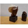 Image 4 : Qty 3 Carved Figures:  Wooden Duck Signed Holden '90, White Head on Base & Small Idol, Misc Sizes