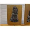 Image 2 : Qty 3 Buddha Amulets, Mounted on Wooden Stands, Misc Sizes