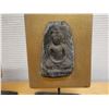 Image 4 : Qty 3 Buddha Amulets, Mounted on Wooden Stands, Misc Sizes
