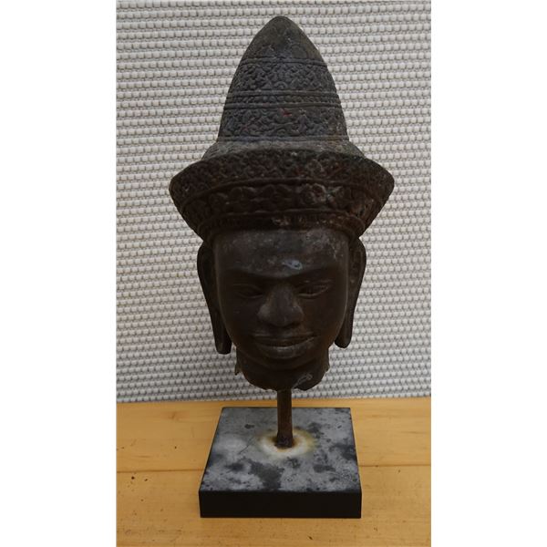 Carved Buddha Deity Figure, Mounted on Square Base 6" x 11" H