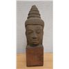 Image 1 : Carved Buddha Head on Wooden Base 4" x 12" H